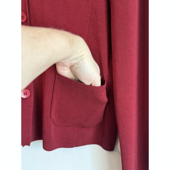 White + Warren Women’s Red Silk Blazer Cardigan Size XL Minimalist Quiet Luxury - Picture 6 of 9